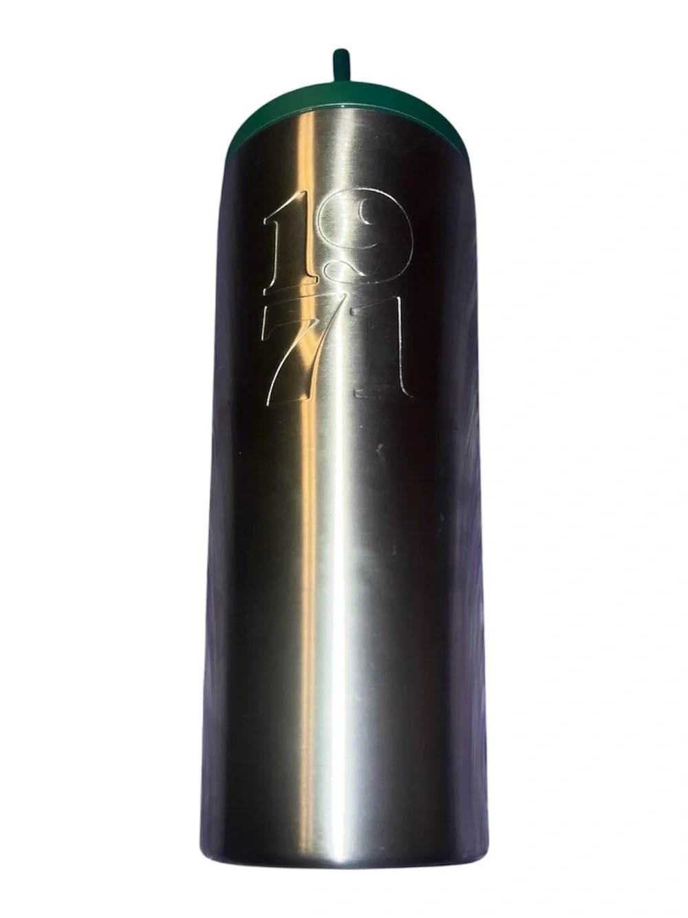 Starbucks Silver Stainless Steel Tumbler with Green Lid and Straw